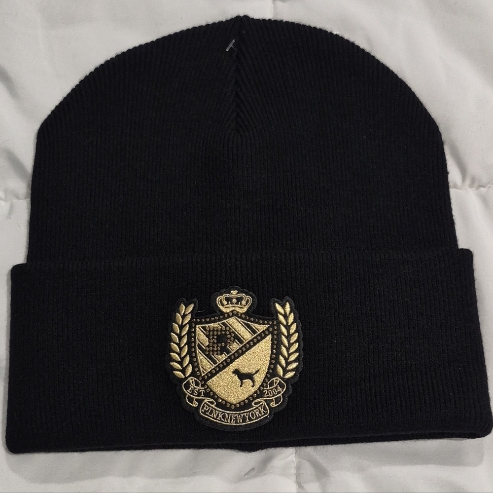 PINK Victoria's Secret Black Knit Beanie